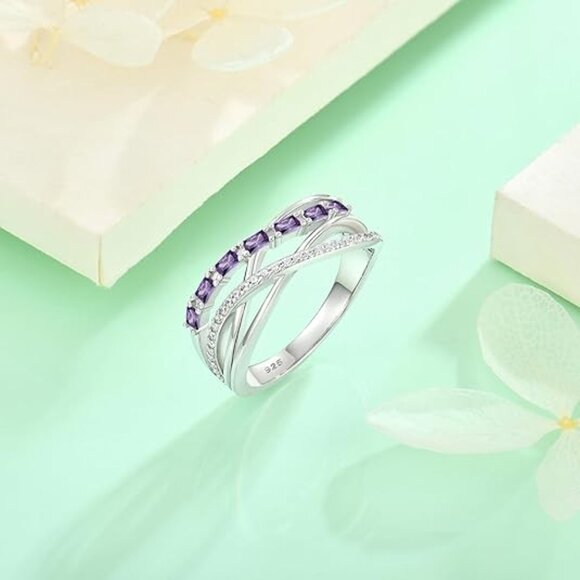 Twisted Knot Ring Infinity Crisscross Statement Rings - Amethyst - Picture 2 of 5